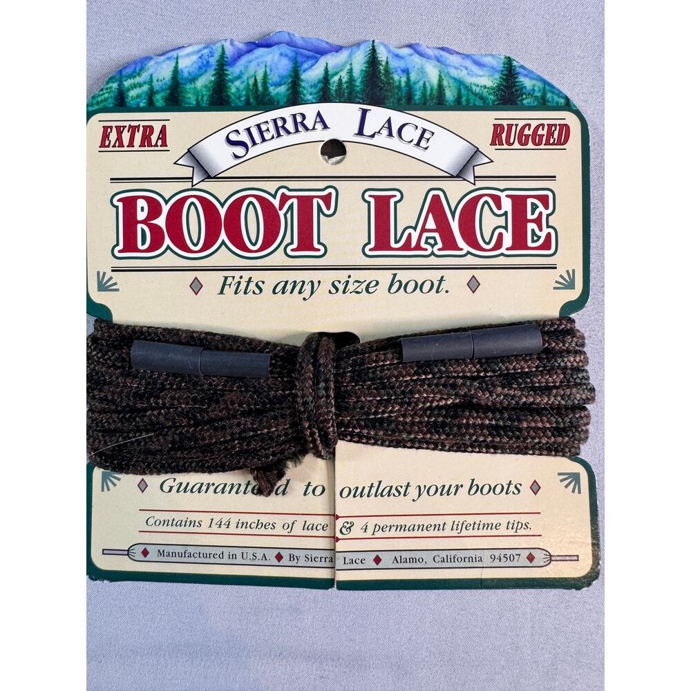 Sierra Lace Extra Rugged Boot Laces 144" Brown Black USA Made Hiking Work Boots